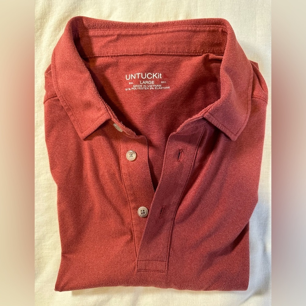 UNTUCKit Polo Shirt Red Cotton Short Sleeve Mens L